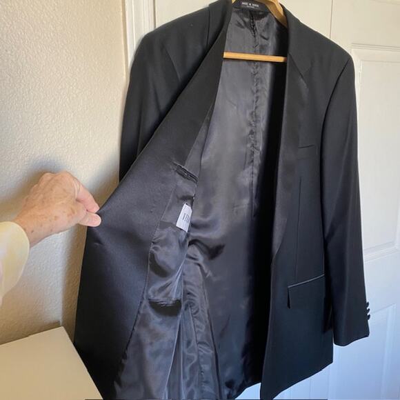 Versini Black Tuxedo Notched Collar 1-Button Single Breasted 100% Wool Men's 42L - Picture 9 of 15